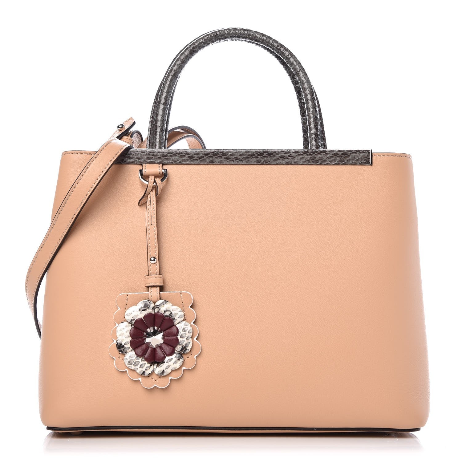 Fendi Vitello Dolce Elaphe Petite 2Jours Tote Beige 1 of 7