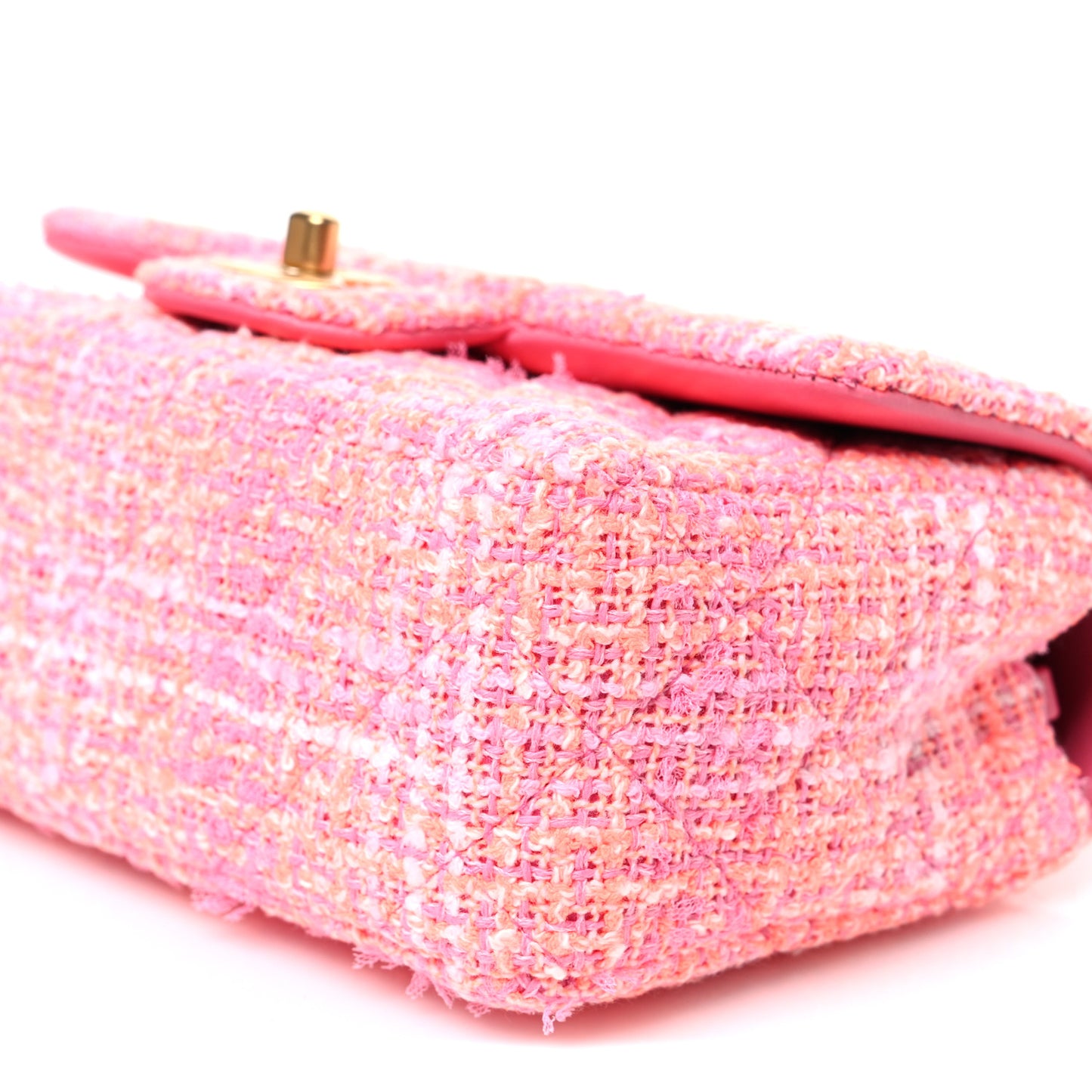 Tweed Quilted Mini Rectangular Flap Pink Orange White