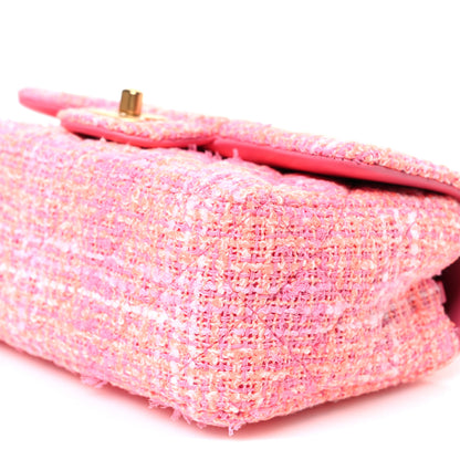 Chanel Tweed Quilted Mini Rectangular Flap Pink Orange White 10 of 10