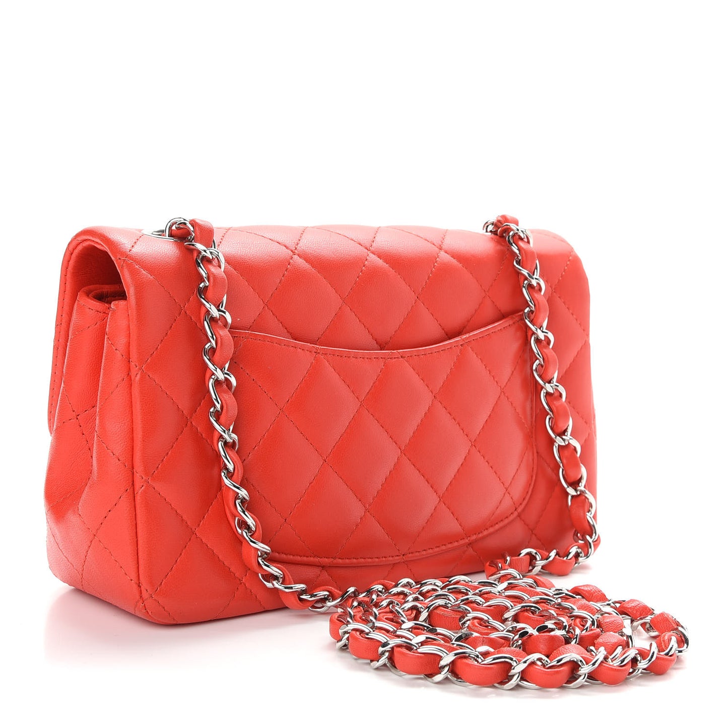 Lambskin Quilted Mini Rectangular Flap Red