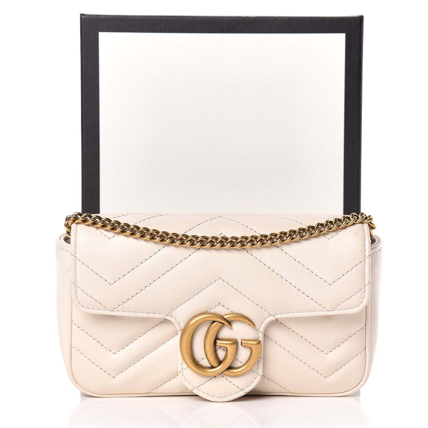 Gucci Calfskin Matelasse Super Mini GG Marmont Shoulder Bag White 12 of 12