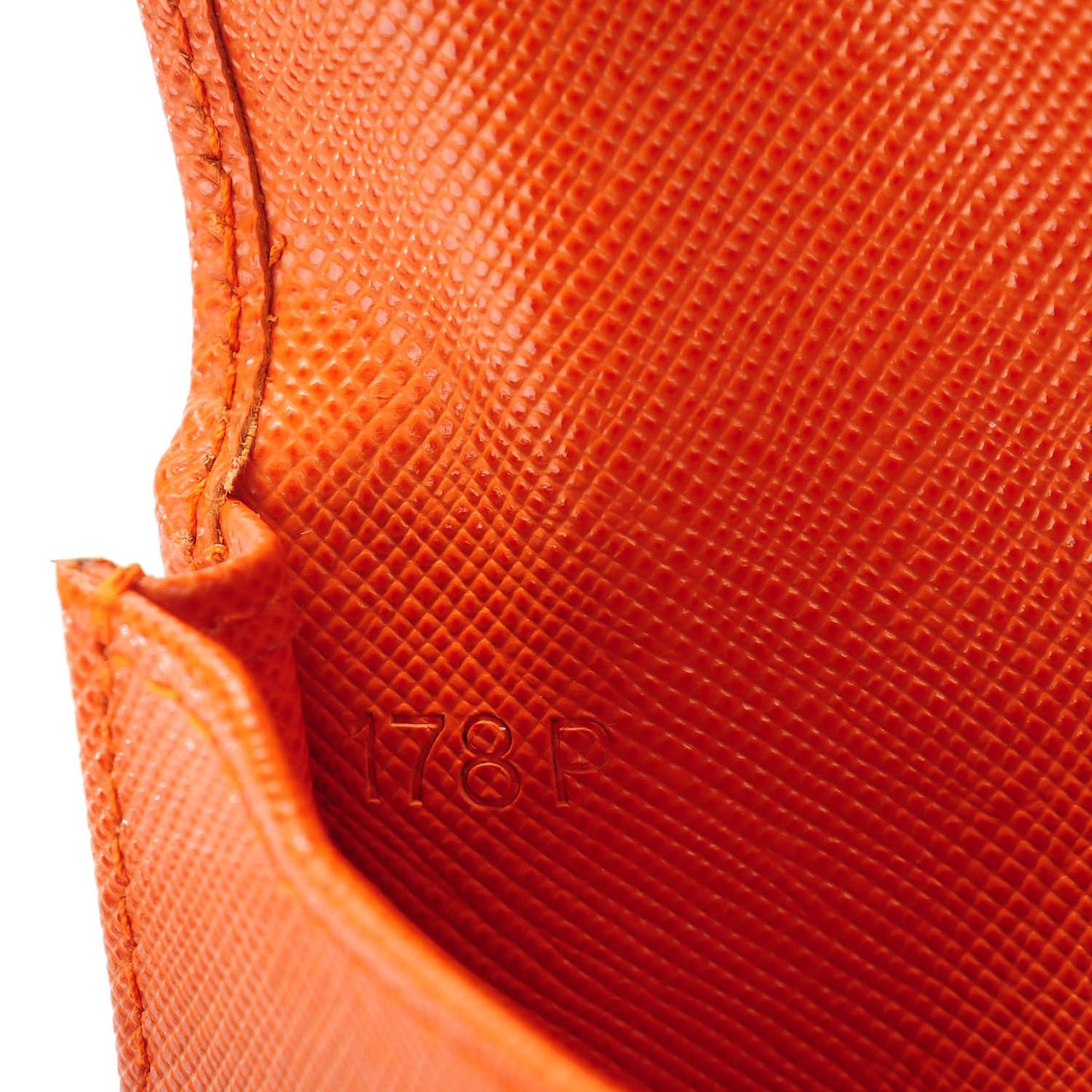 Saffiano Metal Business Card Holder Papaya