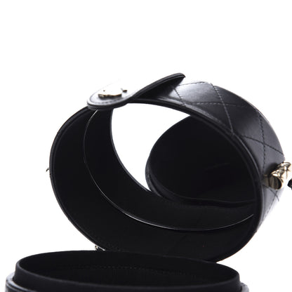 Chanel Lambskin Quilted Round Vanity Case With Chain Black 7 of 10