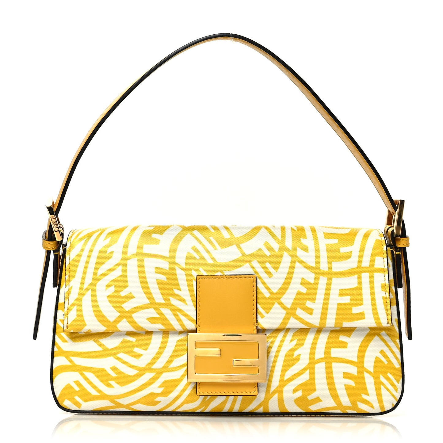 X SARAH COLEMAN Glazed Canvas Vitello King FF Vertigo Baguette 1997 Mimosa White