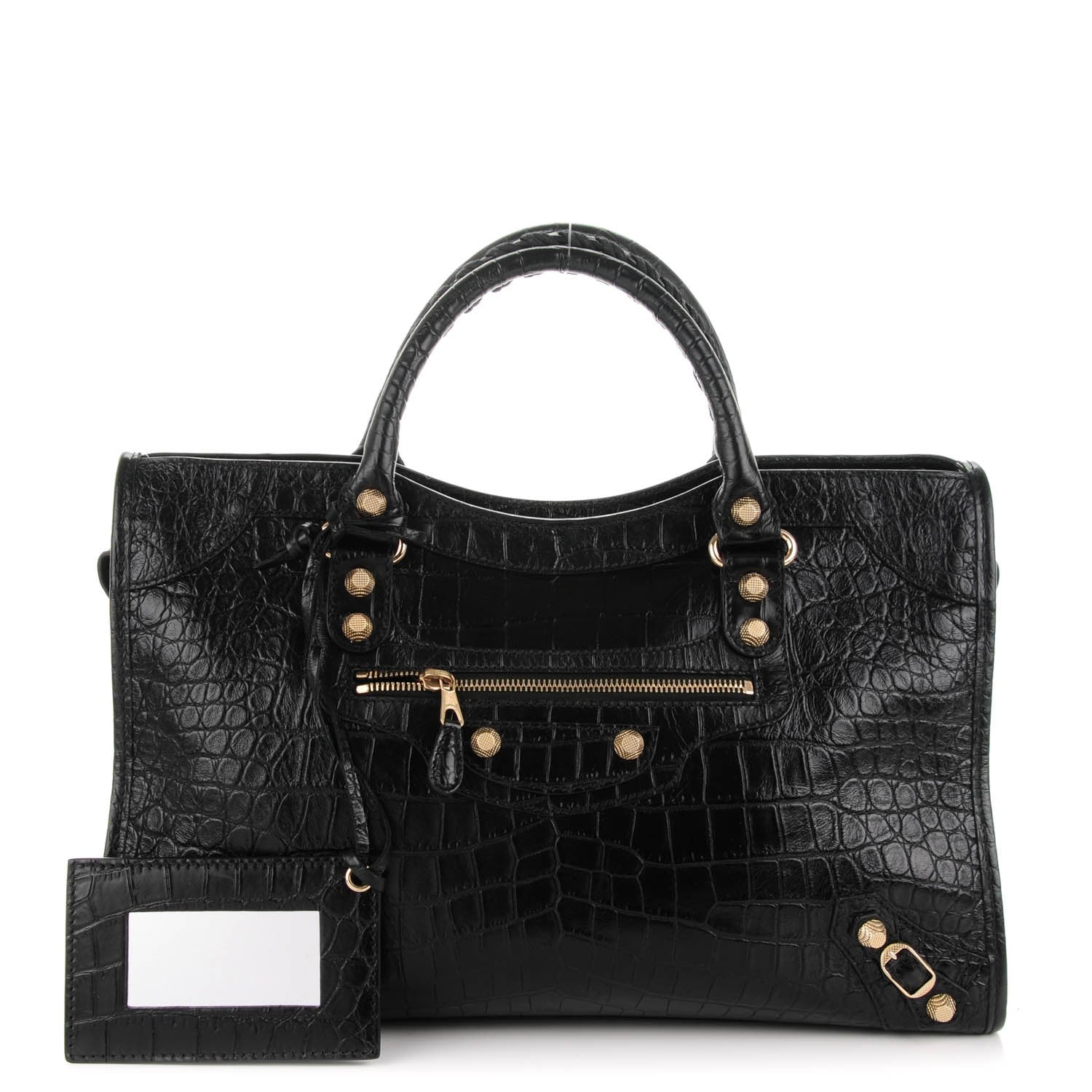 Balenciaga Calfskin Crocodile Embossed Giant 12 Gold Hardware City Black 1 of 8