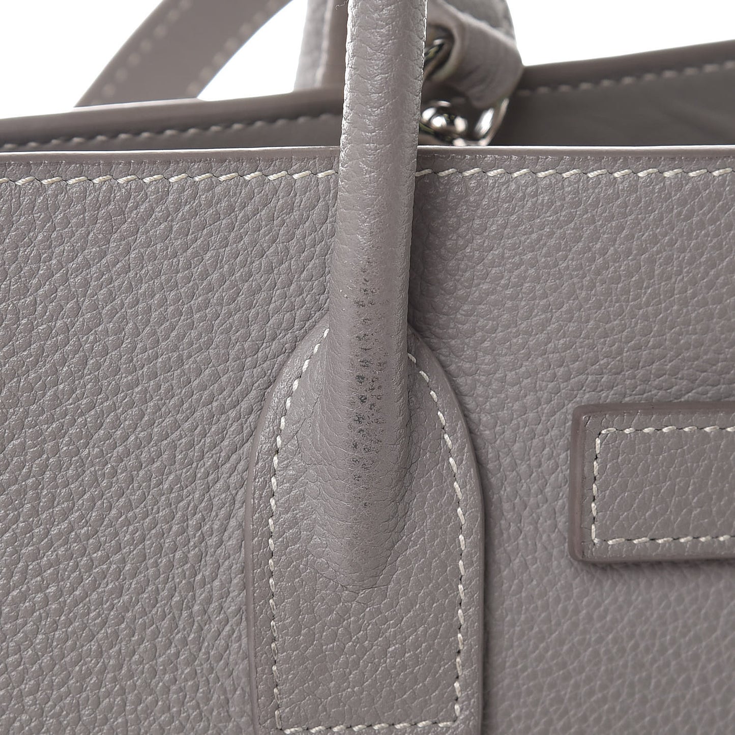 Grained Calfskin Topstich Baby Sac De Jour Grey