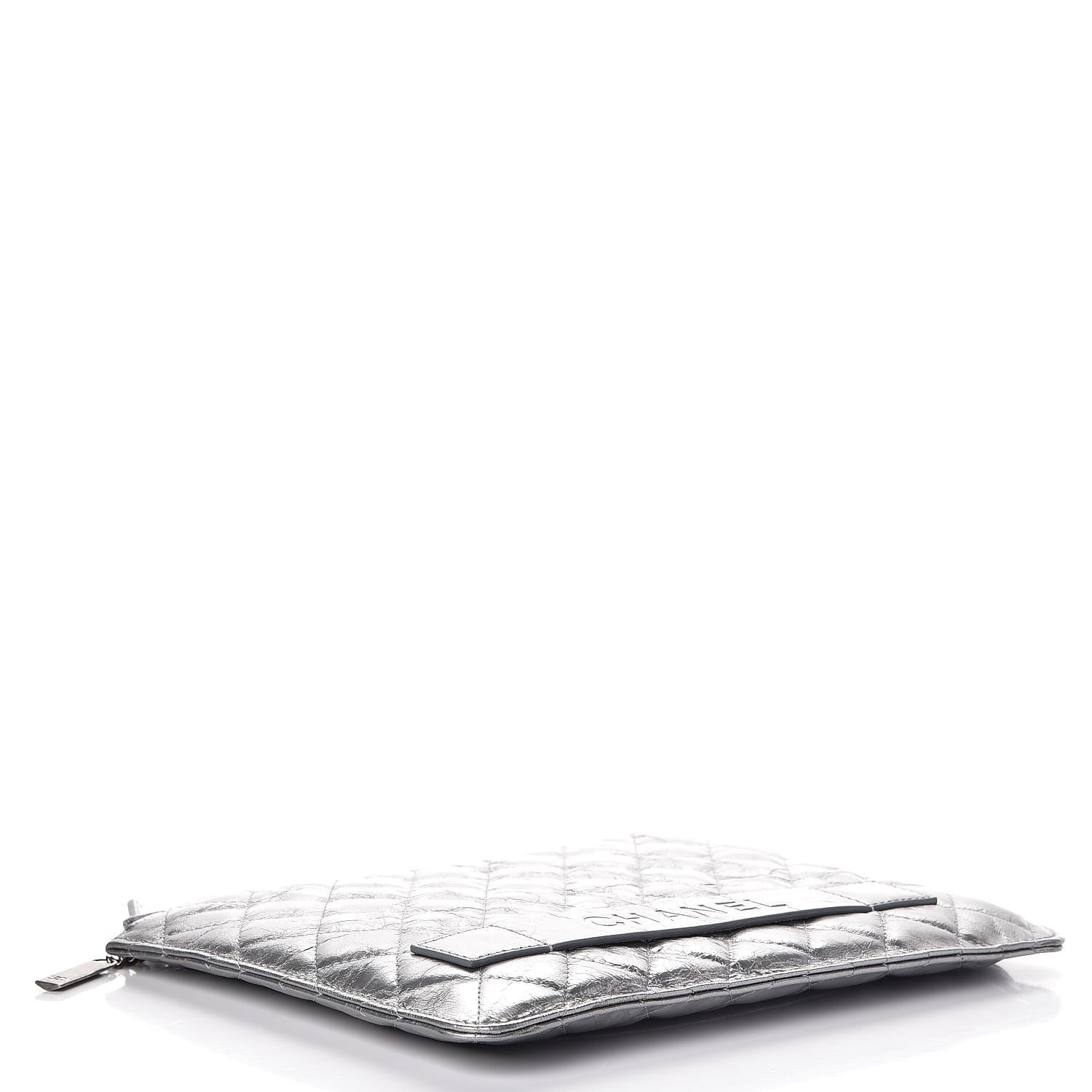 Chanel Metallic Aged Calfskin Quilted Medium Document Portfolio Holder Silver 4 of 8