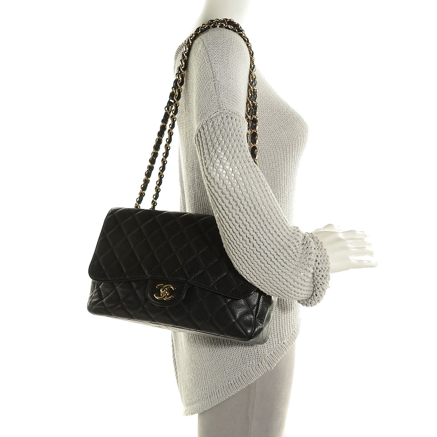 Caviar Quilted Jumbo Single Flap Black