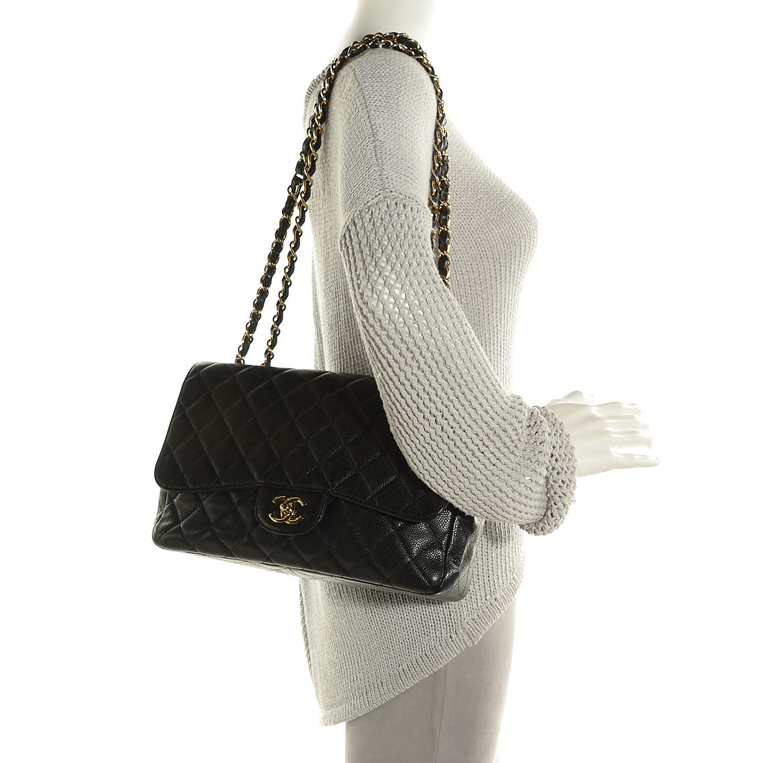 Chanel Caviar Quilted Jumbo Single Flap Black 2 of 7