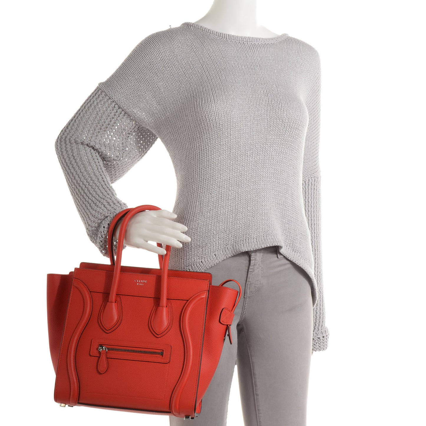 Drummed Leather Micro Luggage Vermillion