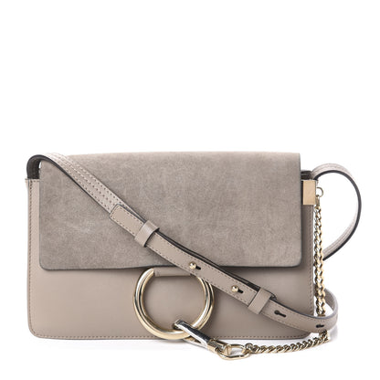 Chloe Suede Calfskin Small Faye Shoulder Bag Motty Grey 1 of 9