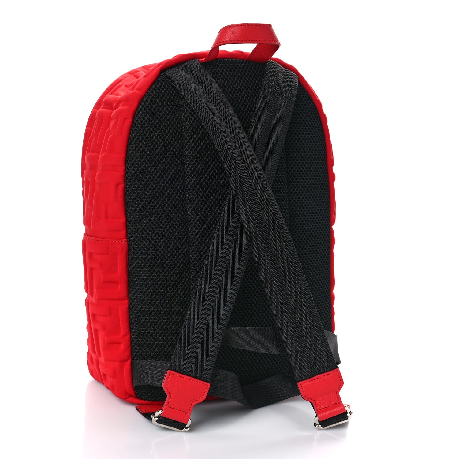 Fendi Econyl Nylon Lycra Vitello Seta FF Embossed Kids Backpack Rosso Cardinale 2 of 8
