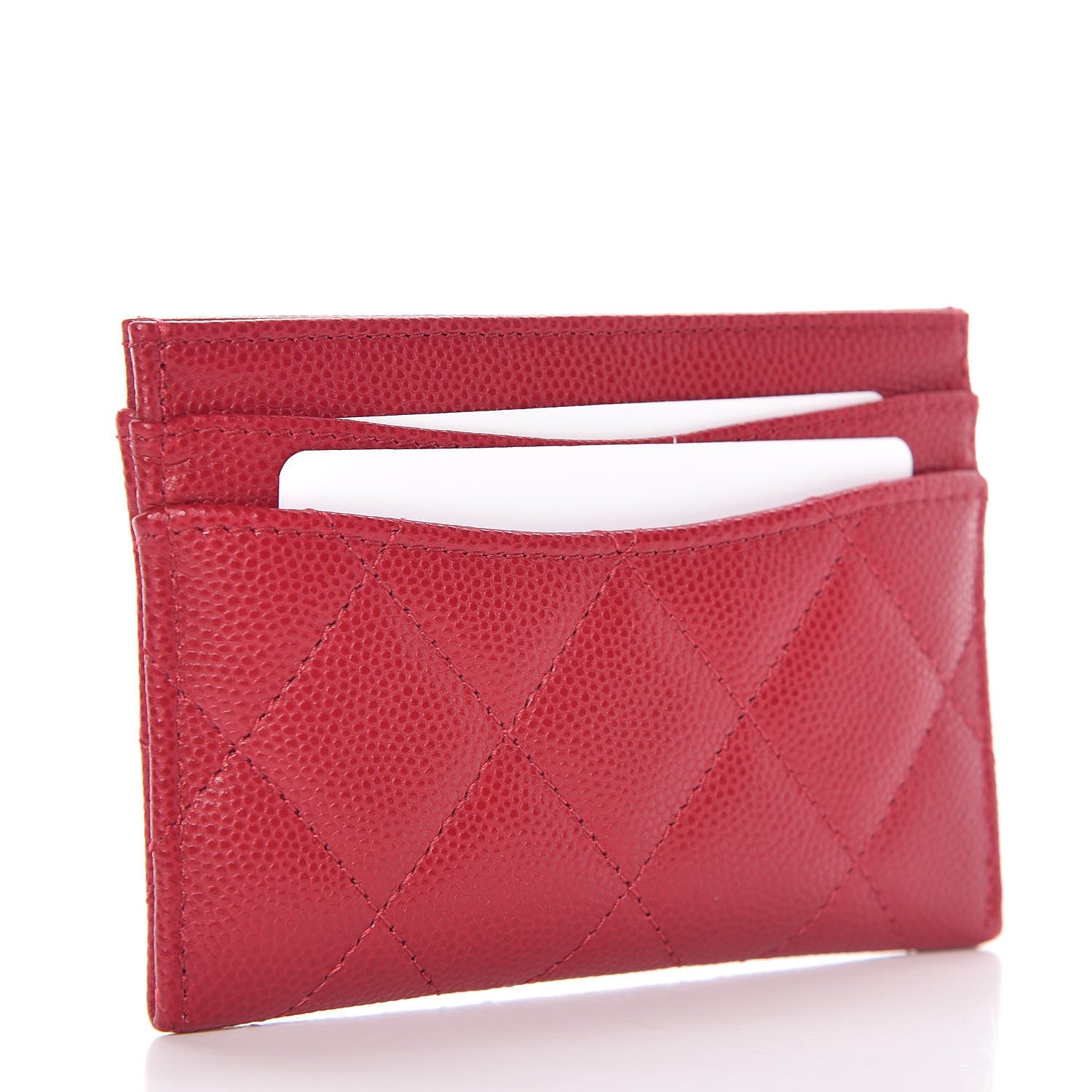Chanel Caviar Quilted Card Holder Dark Pink 3 of 9