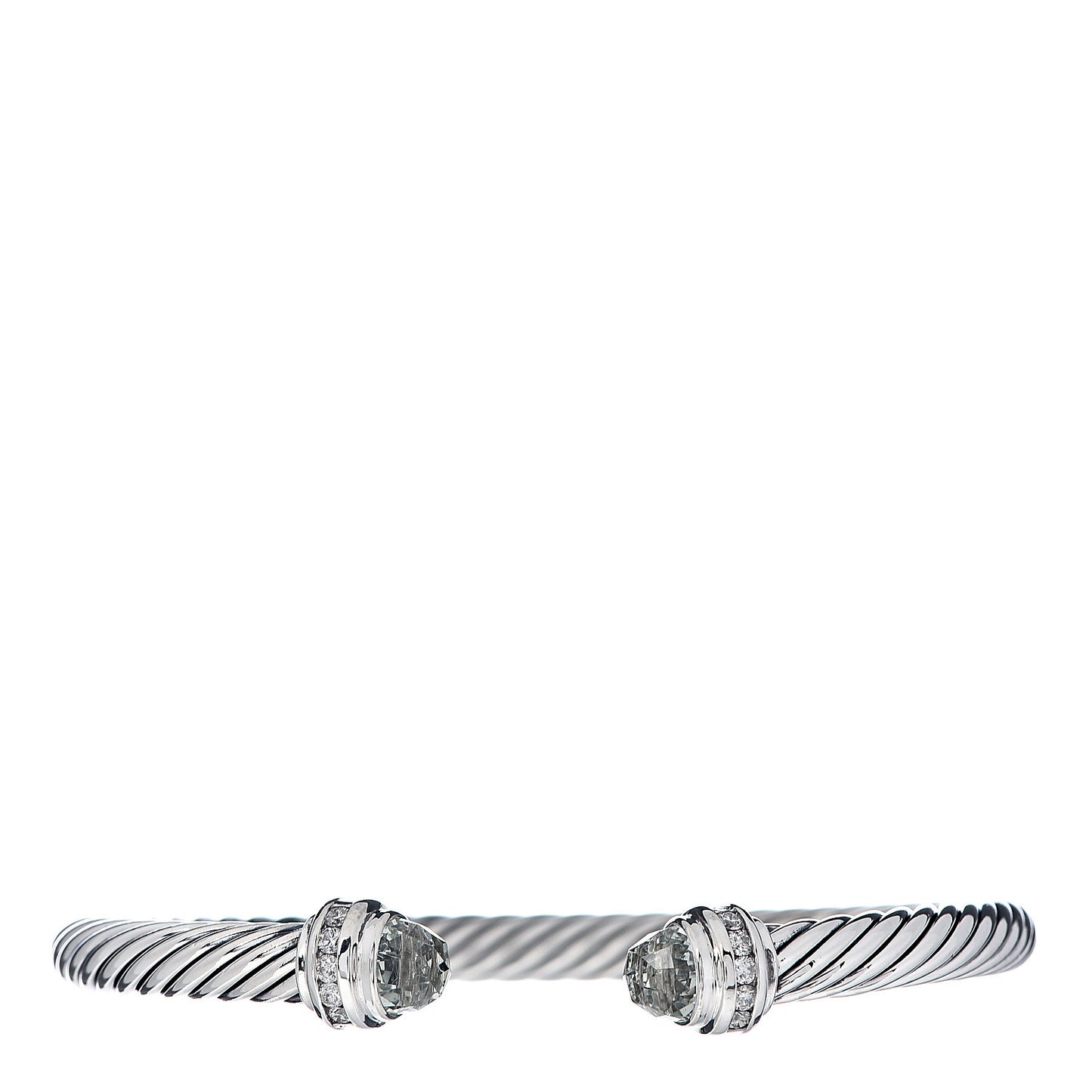 Sterling Silver Diamond Prasiolite 5mm Cable Classics Bracelet