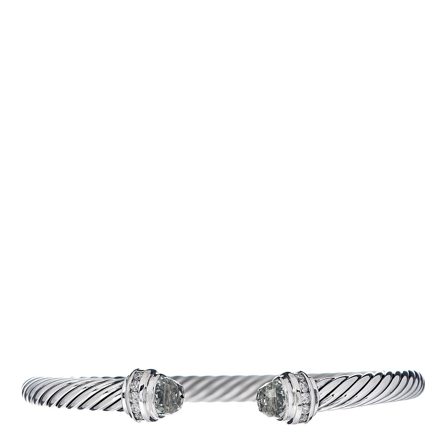 David Yurman Sterling Silver Diamond Prasiolite 5mm Cable Classics Bracelet 1 of 4