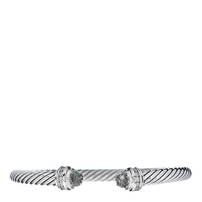 David Yurman Sterling Silver Diamond Prasiolite 5mm Cable Classics Bracelet 1 of 4