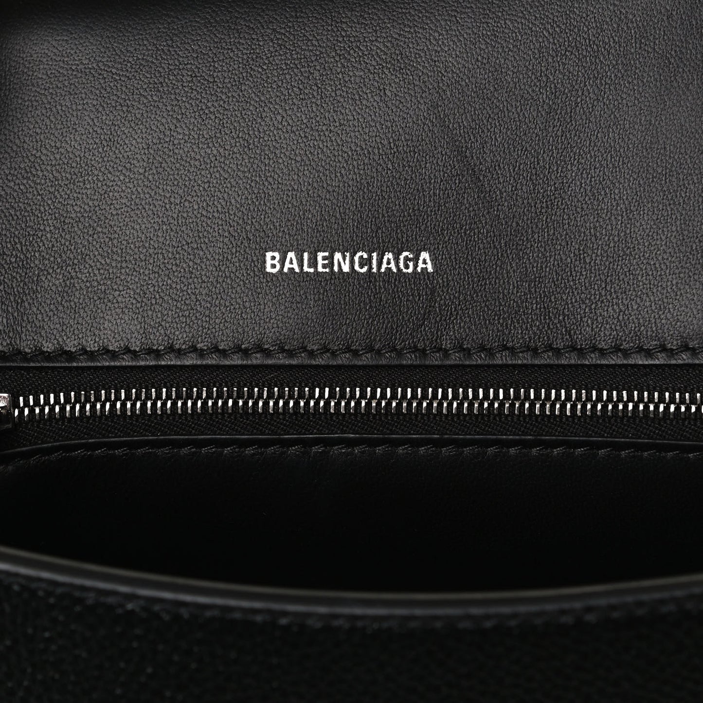 Grained Calfskin Small Hourglass Top Handle Bag Black