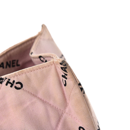 Chanel Canvas Quilted Printed Logo Tote Pink Black 10 of 24