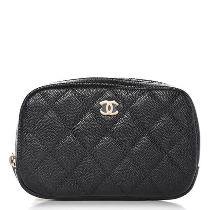 Chanel Caviar Quilted Small Curvy Pouch Cosmetic Case Black 9 of 16