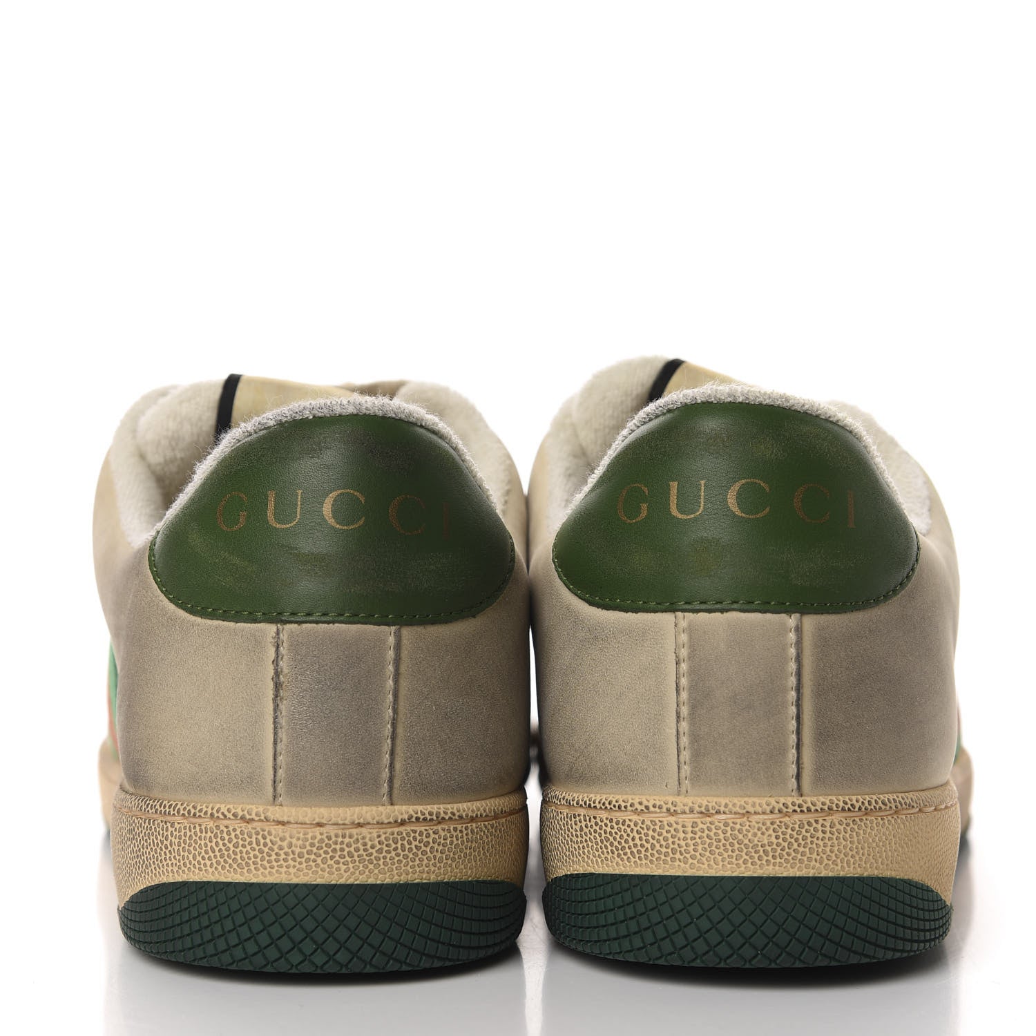 Gucci Nubuck Web Cherries Mens Screener Sneakers 13 Dusty Milk White Vintage Green 6 of 9