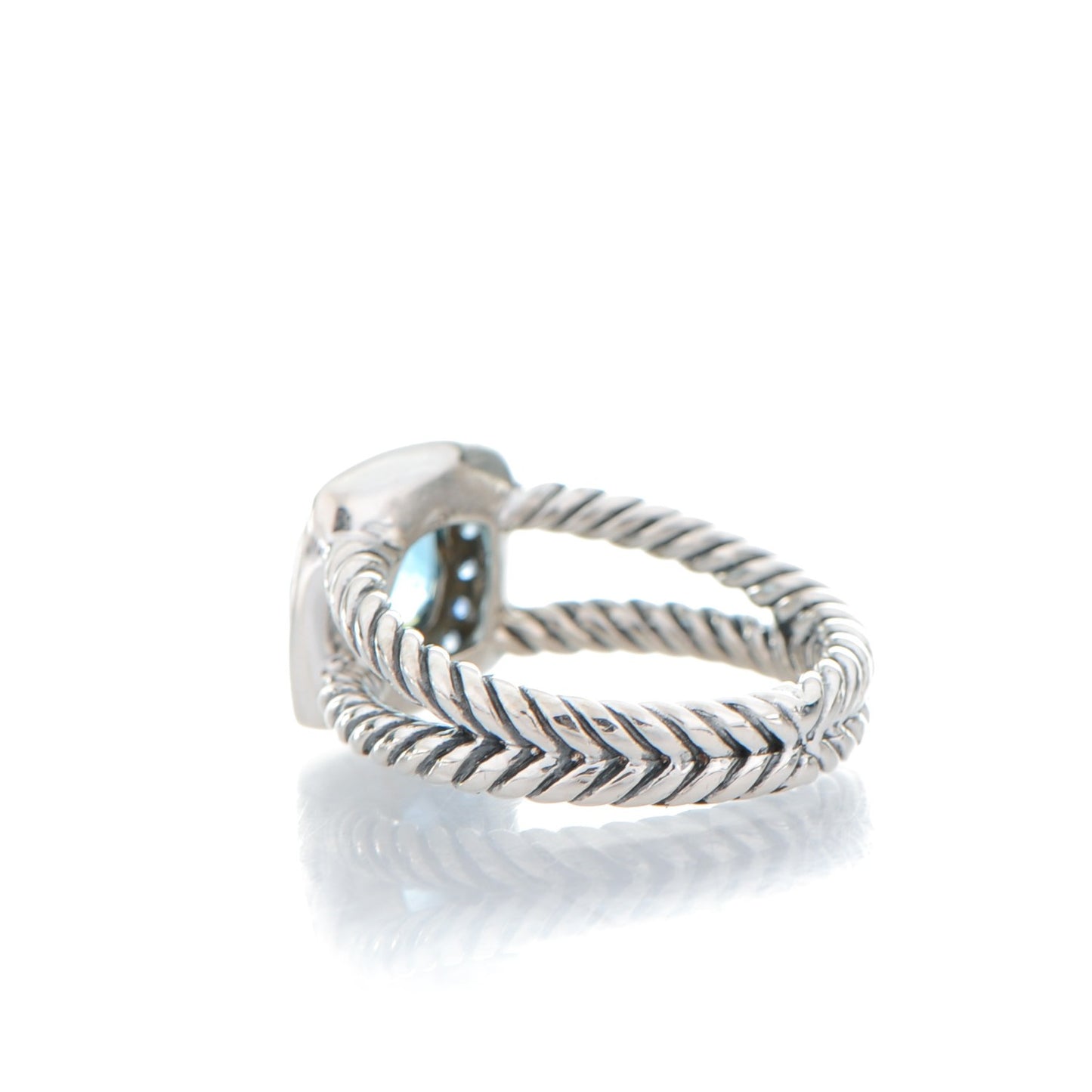 Sterling Silver Blue Topaz Sapphire 7mm Petite Cable Candy Ring 51.5 6