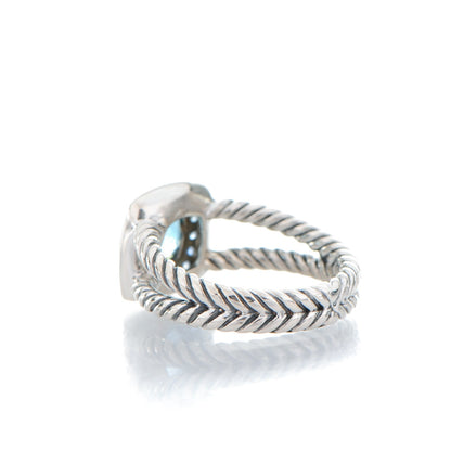 David Yurman Sterling Silver Blue Topaz Sapphire 7mm Petite Cable Candy Ring 51.5 6 3 of 5