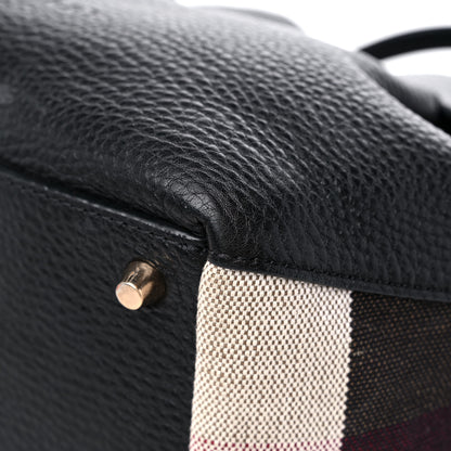 Burberry Grainy Calfskin House Check Small Maidstone Black 9 of 17