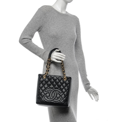 Chanel Caviar Quilted Petit Shopping Tote PST Black 2 of 7