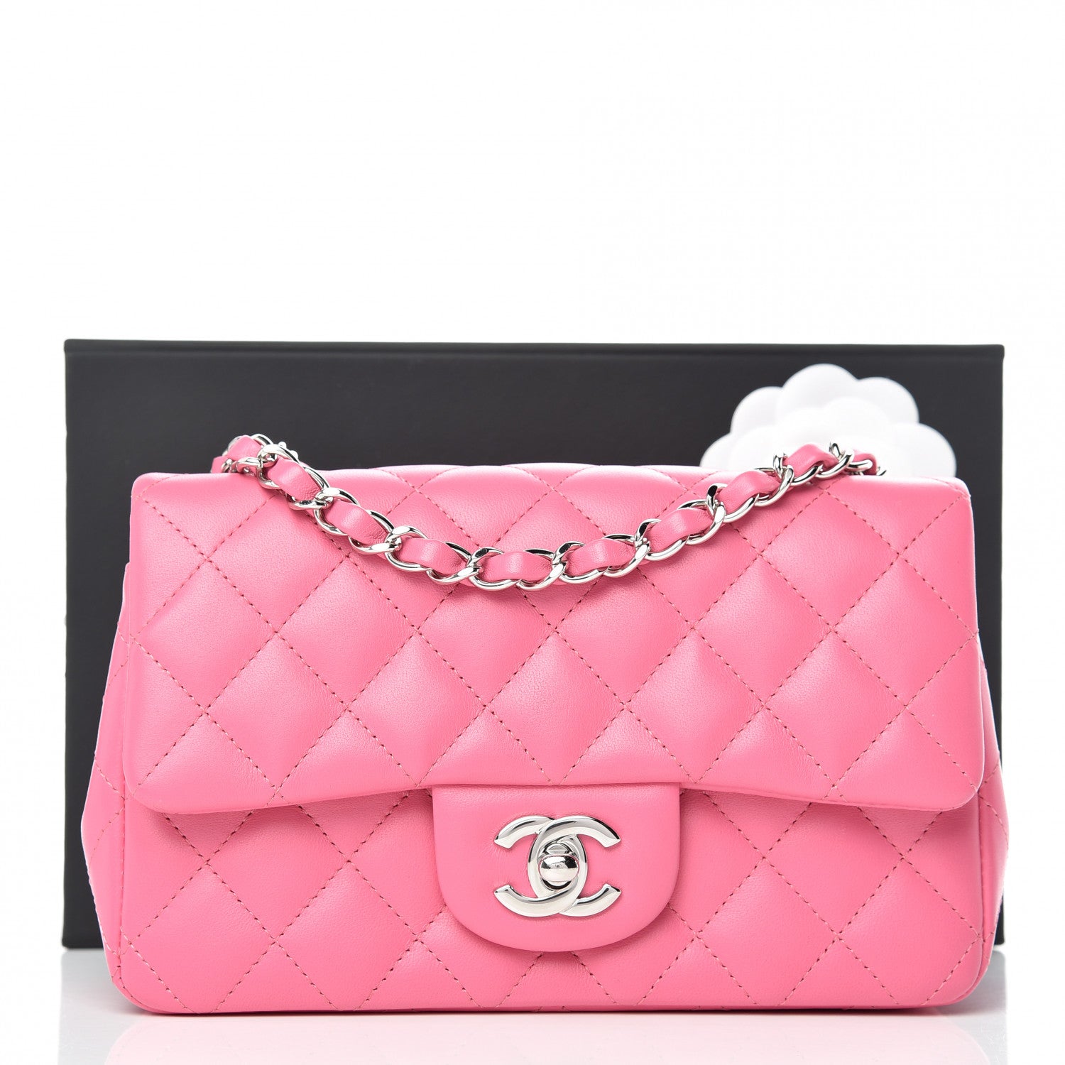 Chanel Lambskin Quilted Mini Rectangular Flap Pink 12 of 12