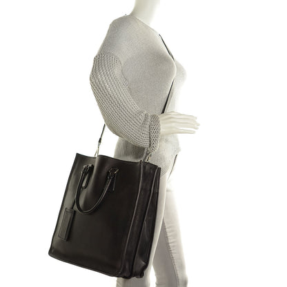 Prada Distressed Saffiano Cuir Double Handle Shopping Tote Black 2 of 10