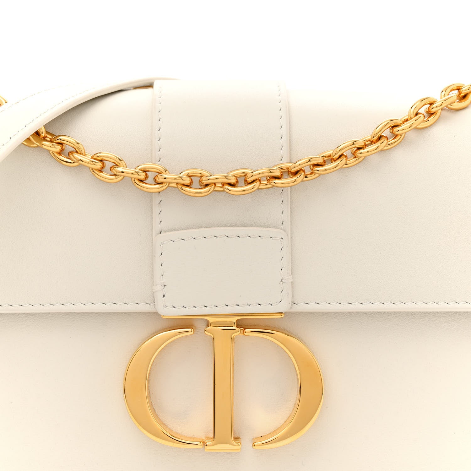 Christian Dior Grained Calfskin 30 Montaigne East West Chain Flap Bag Off White 8 of 13
