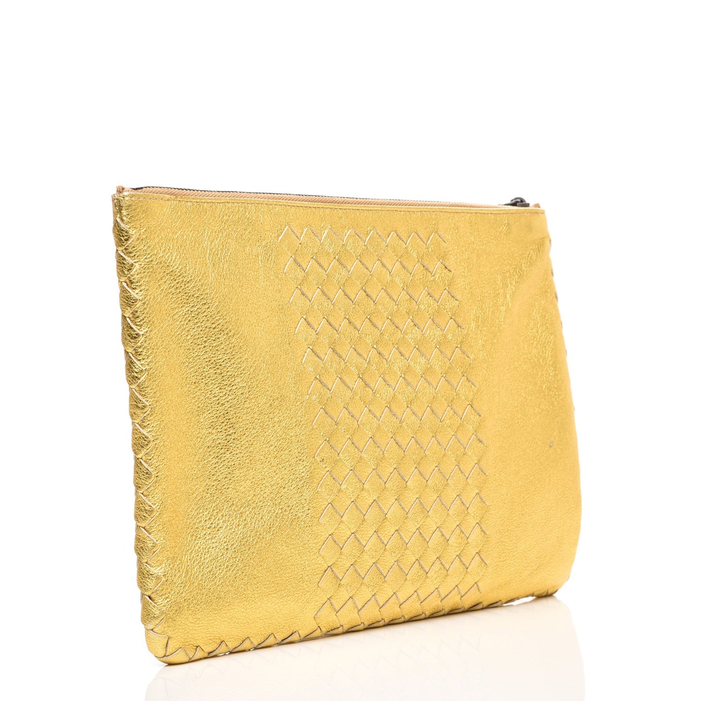 Metallic Intrecciato Pouch Light Gold
