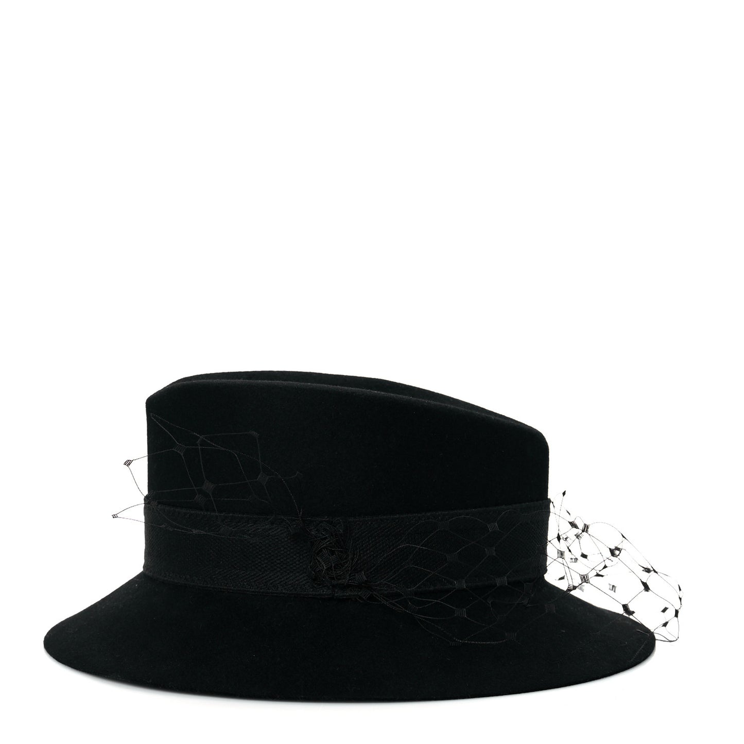 Rabbit Felt Veil Hat 57 Black