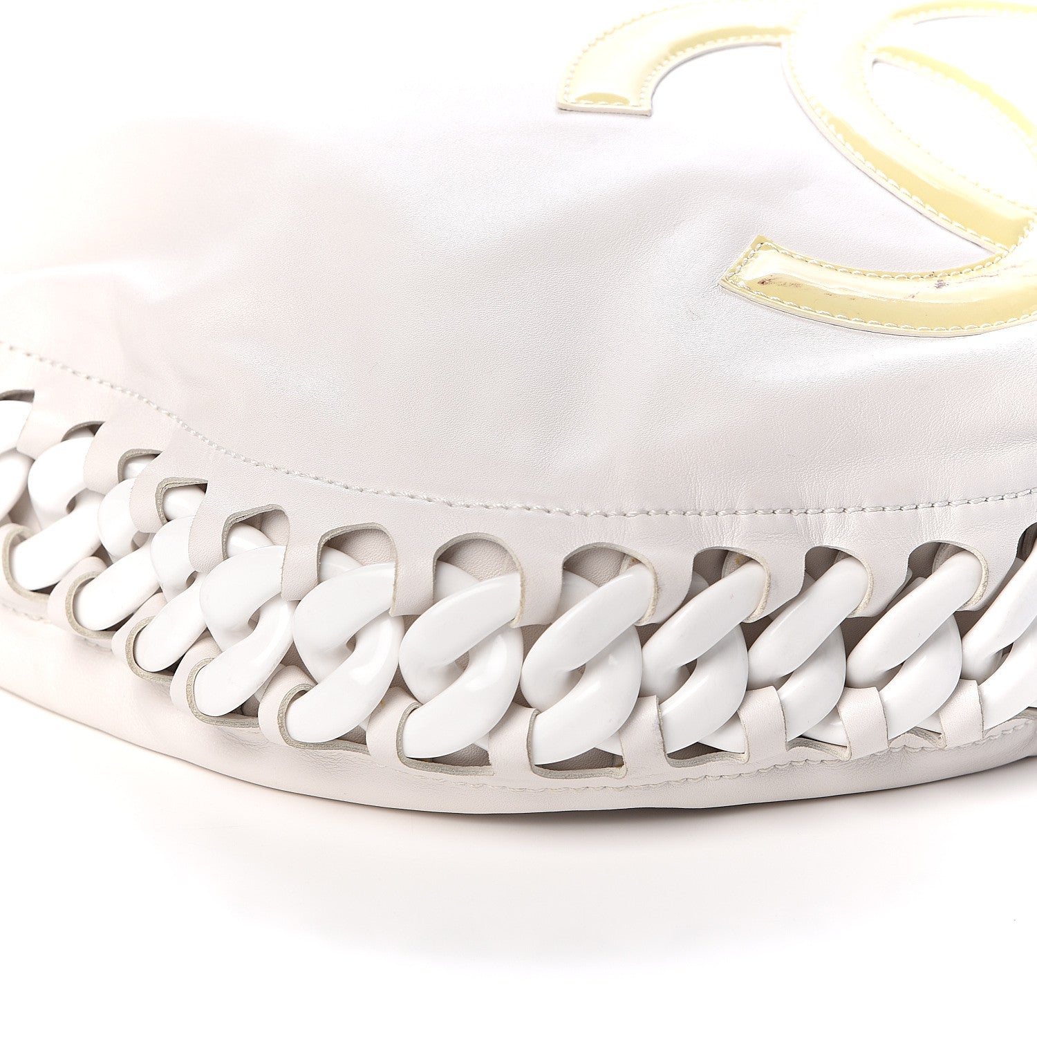 Chanel Calfskin Modern Chain Rhodoid Hobo White 10 of 19