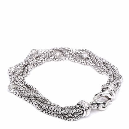 David Yurman Sterling Silver Diamond Pave Bead Multi Strand Bracelet 3 of 5