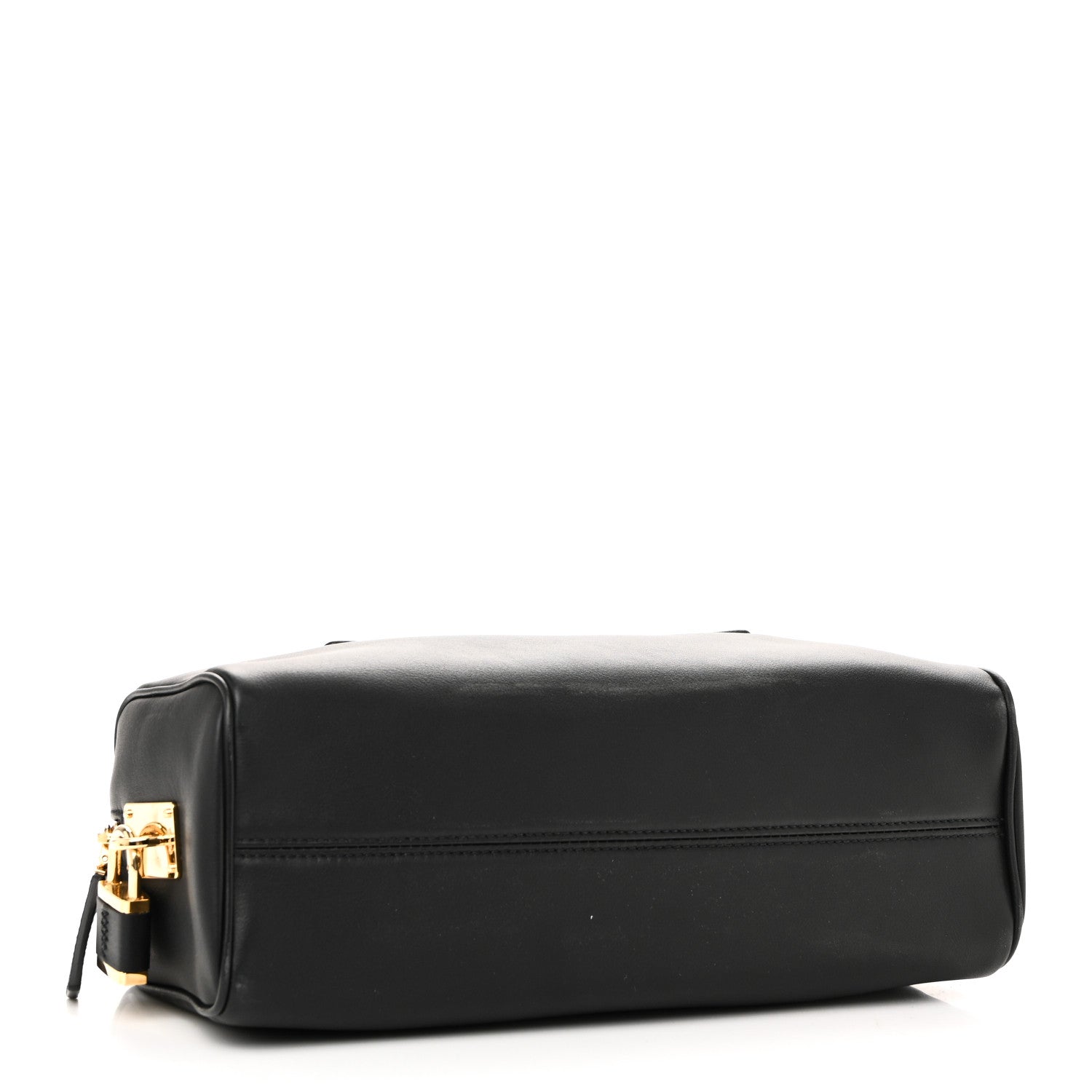 Prada Soft Grain Bauletto Medium Top Handle Bag With Padlock Black 4 of 9