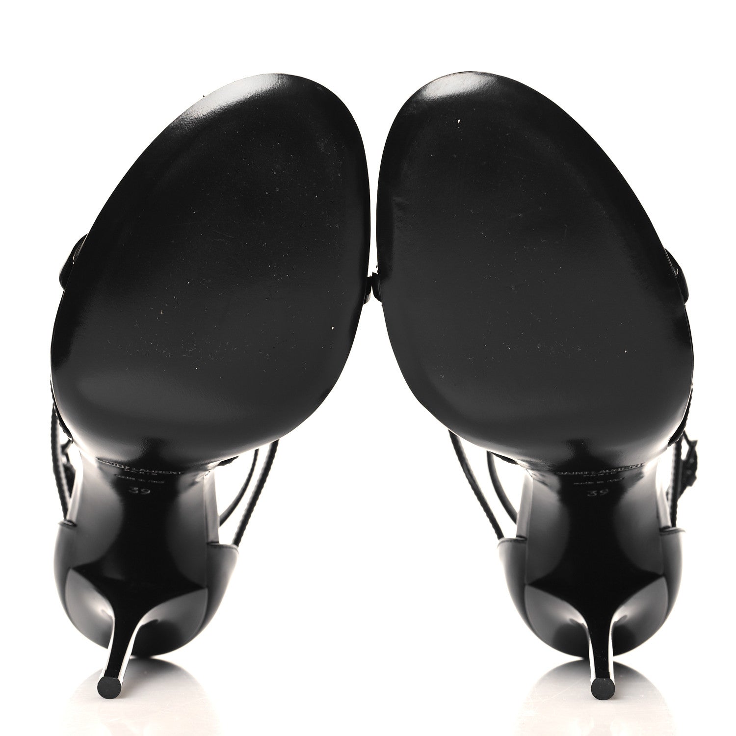 Saint Laurent Patent Cassandra 100 Ankle Strap Sandals 39 Black 6 of 10