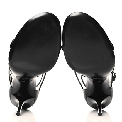 Saint Laurent Patent Cassandra 100 Ankle Strap Sandals 39 Black 6 of 10