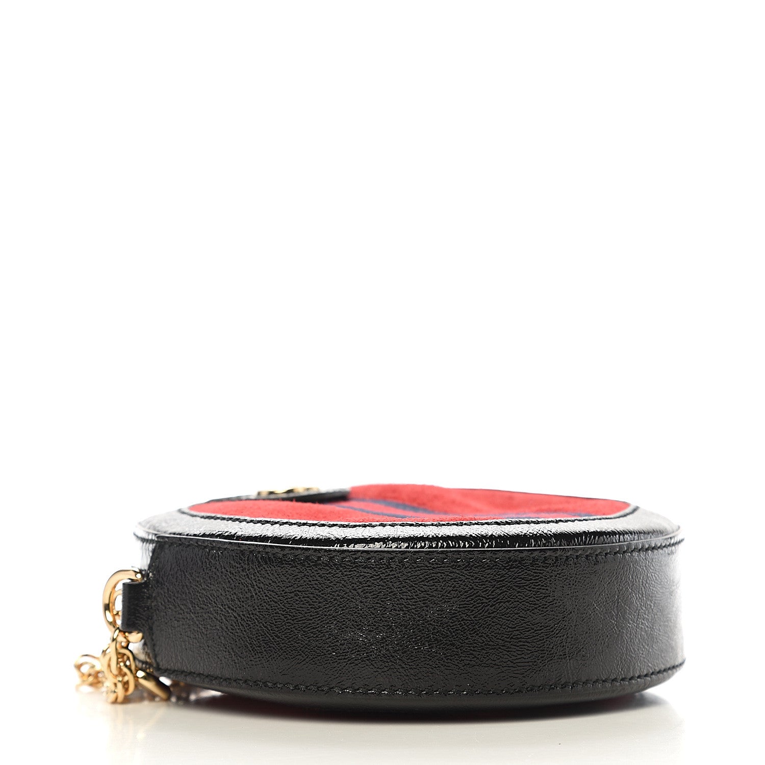 Gucci Suede Patent Web Mini Ophidia Round Shoulder Bag Hibiscus Red Black 3 of 9