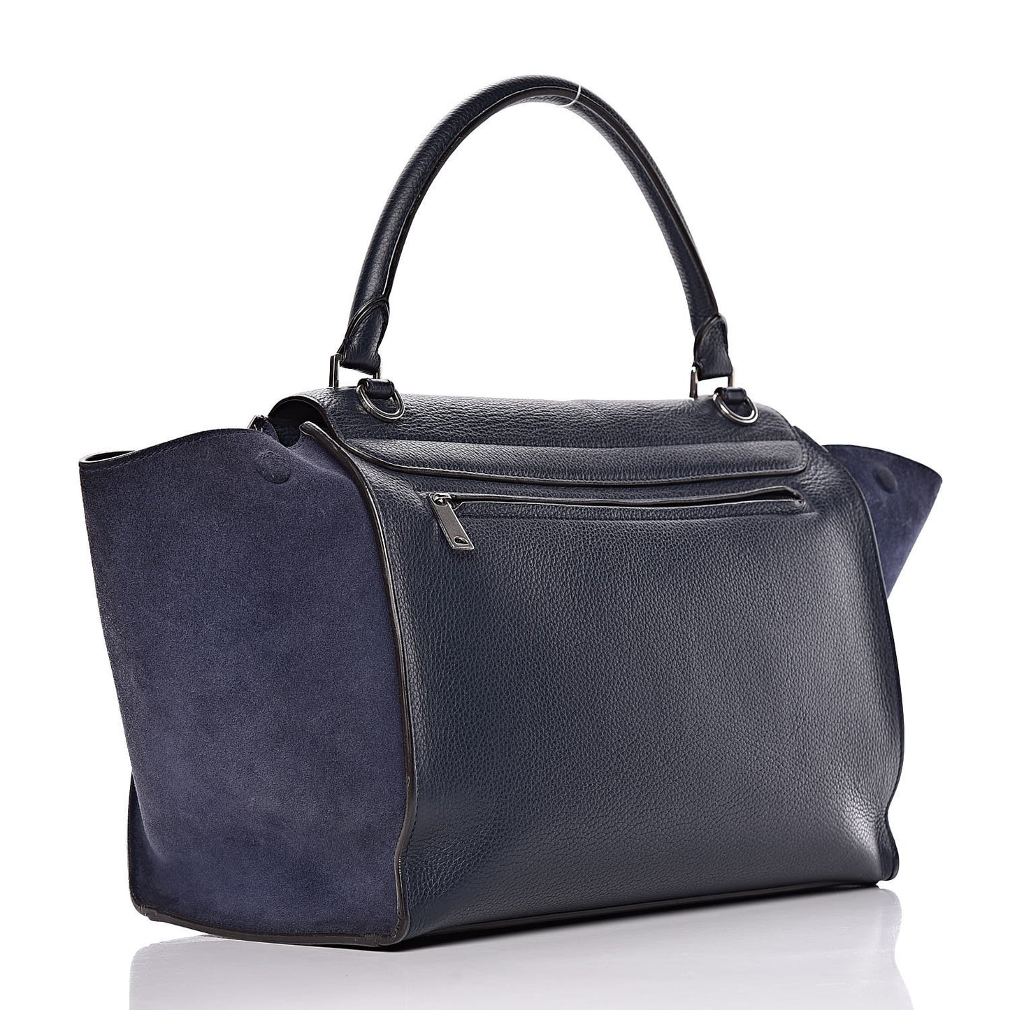 Drummed Calfskin Suede Medium Trapeze Navy