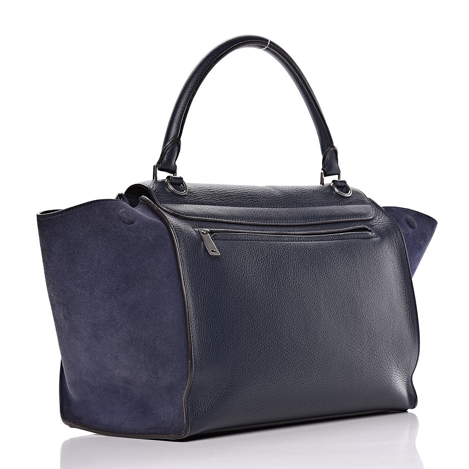 Celine Drummed Calfskin Suede Medium Trapeze Navy 3 of 17