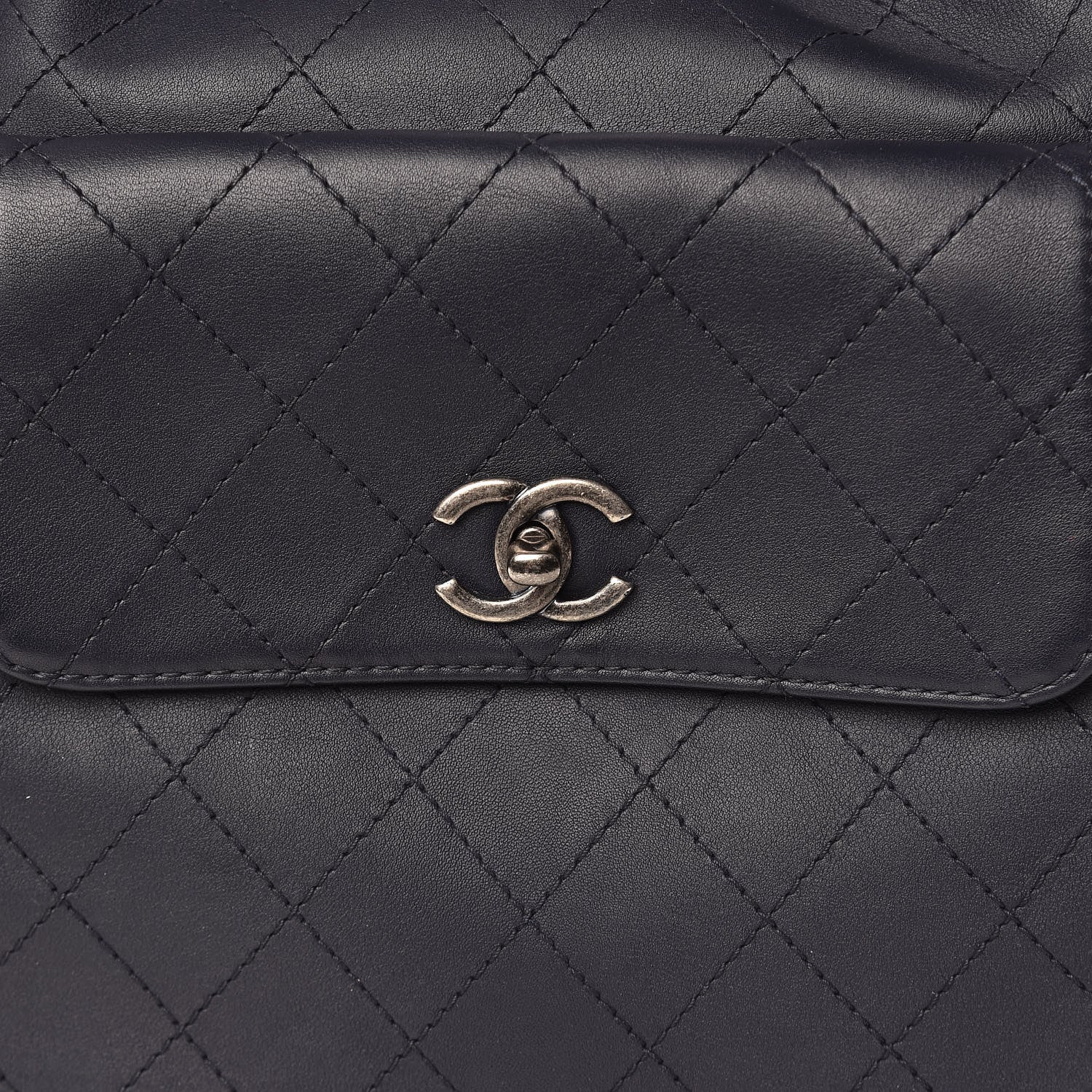 Chanel Calfskin Stitched Large Urban Luxury Drawstring Backpack Navy Blue 15 of 15