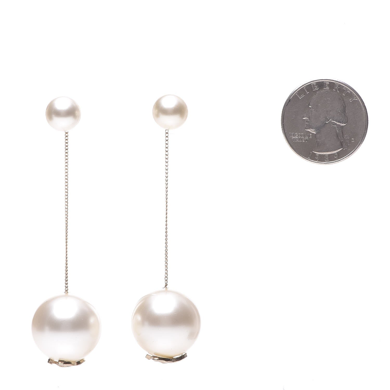Chanel Pearl CC Drop Earrings Gold 2 of 4