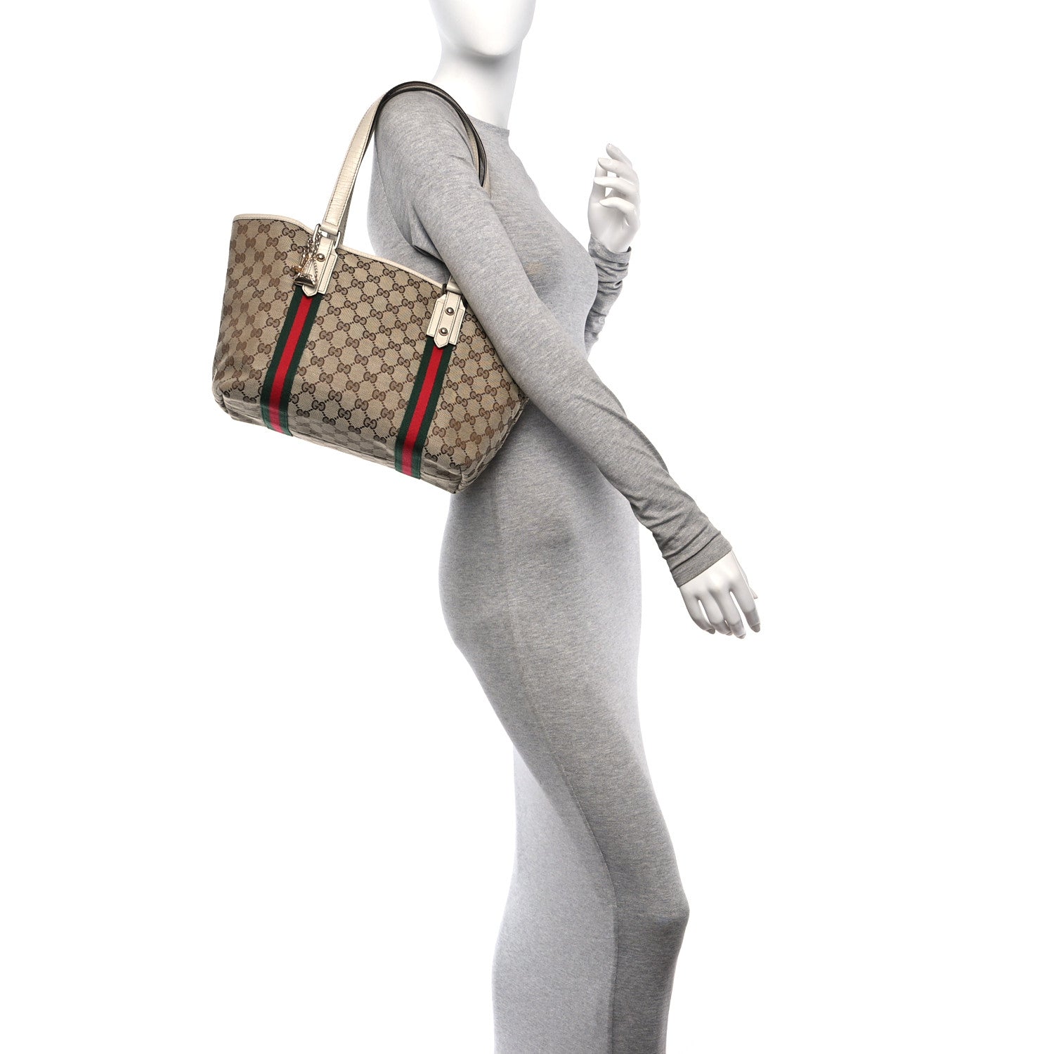 Gucci Monogram Medium Jolicoeur Tote White 2 of 11