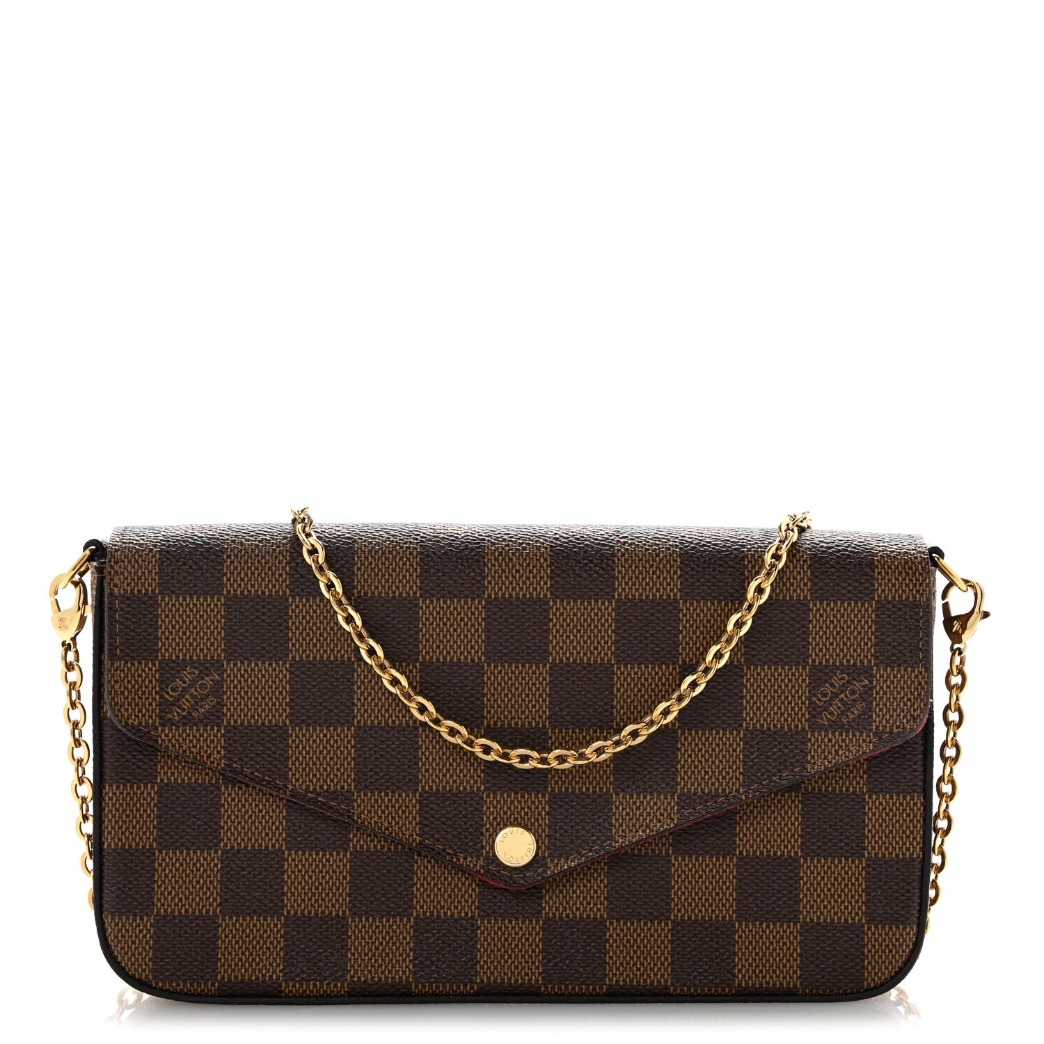 Louis Vuitton Damier Ebene Pochette Felicie Chain Wallet 1 of 12