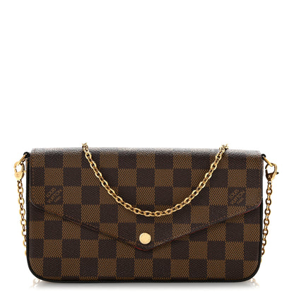 Louis Vuitton Damier Ebene Pochette Felicie Chain Wallet 1 of 12