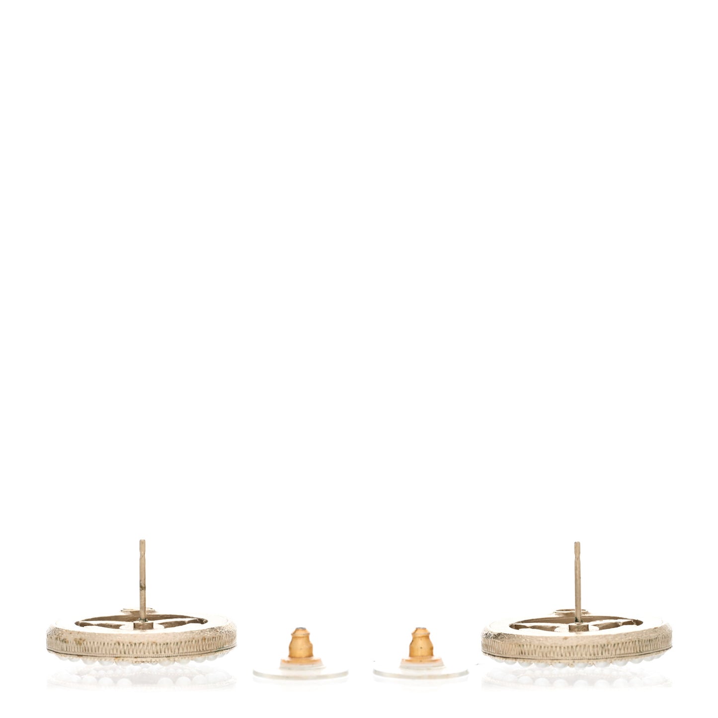 Pearl CC Round Earrings Gold