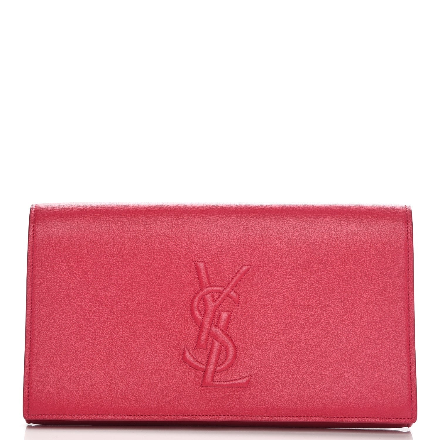 Saint Laurent Calfskin Monogram Large Belle De Jour Clutch Lipstick Fuchsia 1 of 7