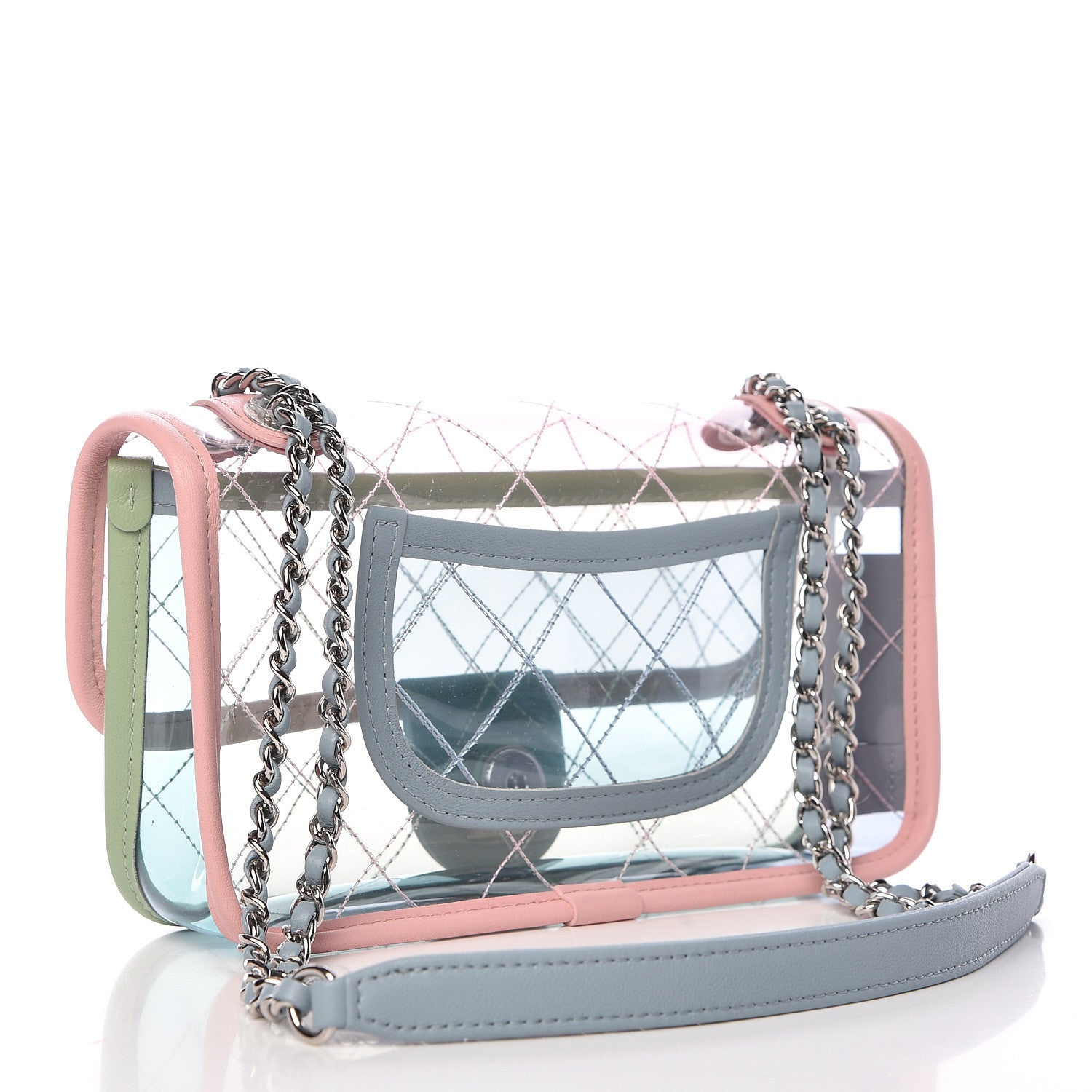 Chanel Lambskin PVC Quilted Mini Coco Splash Flap Blue Green 3 of 9