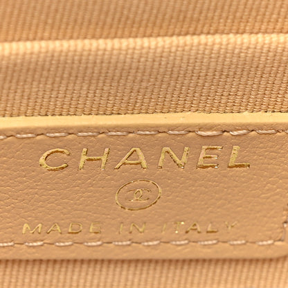 Chanel Lambskin Pearl Enamel Quilted Pearly Girl Handle Flap Clutch With Chain Beige 6 of 10